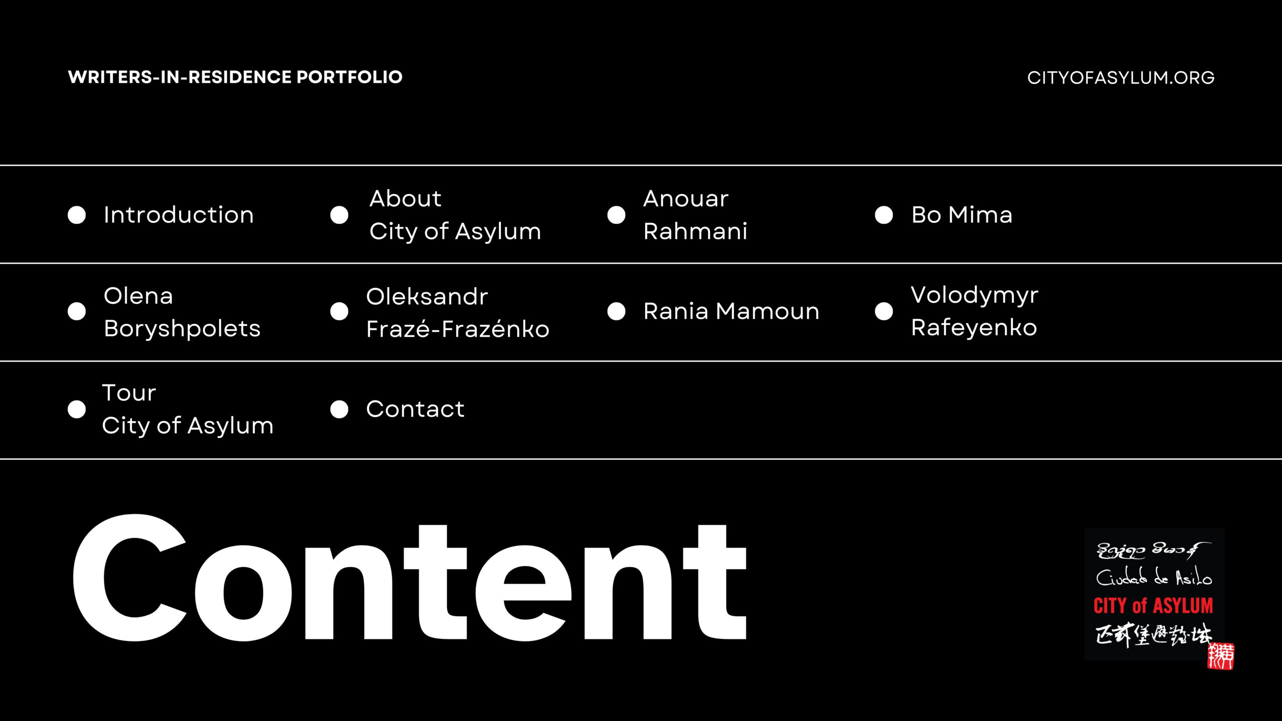 writers in residence portfolio